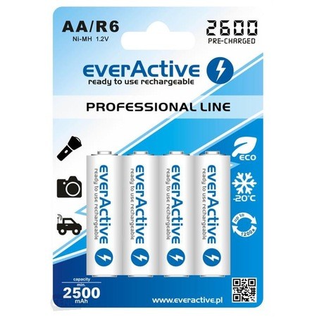 everActive R6 / AA 2600mAh 1.2 V Ni-Mh akumulator, 4 szt