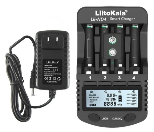 LiitoKala Lii-ND4 1.2V NiMH / Cd Ładowarka do baterii Wyświetlacz LCD Pojemność baterii testowej dla baterii AA AAA i 9V