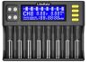 LiitoKala Lii-8S Ładowarka 8 gniazd ekranu LCD Najmądrzejsza ładowarka do baterii Wtyczka UE