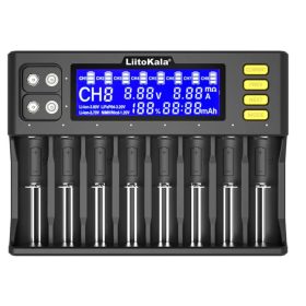  LiitoKala Lii-8S Ładowarka 8 gniazd ekranu LCD Najmądrzejsza ładowarka do baterii Wtyczka UE