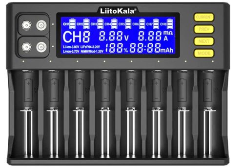 LiitoKala Lii-8S Ładowarka 8 gniazd ekranu LCD Najmądrzejsza ładowarka do baterii Wtyczka UE