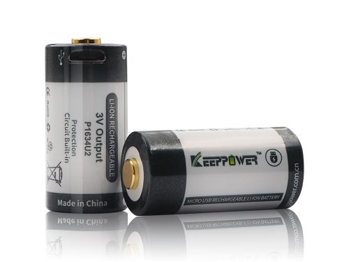 Keeppower P1634U1 RCR123A Micro USB 16340 3.0V 1000 mAh – zestaw 2 szt.