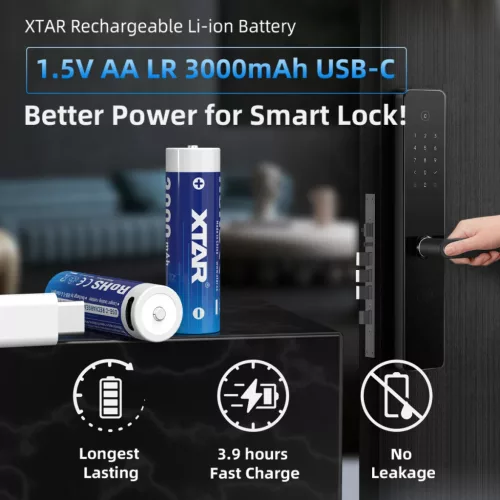 XTAR 4 szt. akumulatory AA 1,5V 3000mAh z kablem USB-C