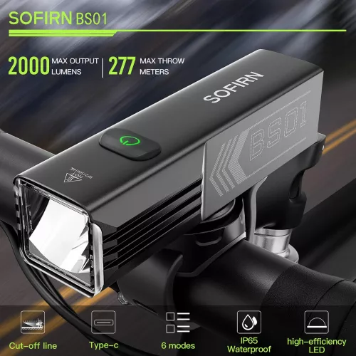 Sofirn BS01 LED Bike Light USBC Ładowalne górskie lampy rowerowe przednie do nocnego jazdy rowerem