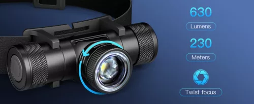 Sofirn HS20 USB C Ładowalny reflektor LED, 18650 Mocne światło 2400lm, z reflektorem i reflektorem