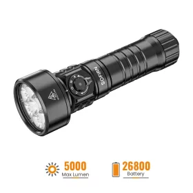   Latarka nurkowa Sofirn SD11, 5000LM, CRI 90, wodoodporna latarka akumulatorowa z czerwonym światłem 660NM, 3000K-6500K, USB-C, IPX8, z mocowaniem 1/4", smyczą, do fotografii podwodnej, wędkarstwa, prac w wodzie