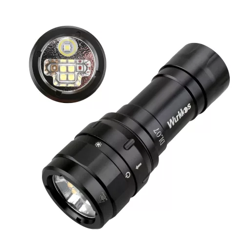 Wielokolorowa latarka LED Wurkkos DL07 z białym / czerwonym / UV