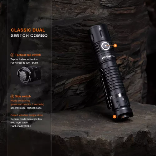 Latarka akumulatorowa Wurkkos TD04 XHP50D HI USB-C 3000 lumenów Latarka IP68 Wodoodporny EDC Tail Switch,21700 Bateria Dwutrybowa Tactical Group