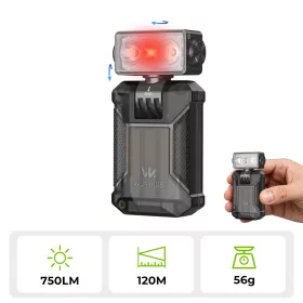   Latarka EDC z klipsem WURKKOS HD04 – 750LM, obrotowa głowica 180°, światło skupione/rozproszone/RGB do zastosowań outdoorowych, pracy i sytuacji awaryjnych