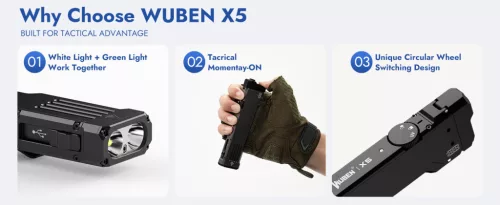 Latarka akumulatorowa WUBEN X5 – 1300 lumenów, 6 trybów świecenia