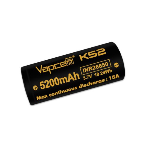 Vapcell 26650 K52 5200mah 15A przycisk górny li-ion