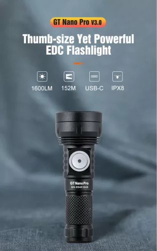 Lumintop GT NANO PRO 3.0 – ładowalna latarka breloczek EDC – 1600 lumenów