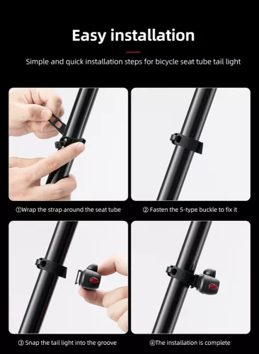 ROCKBROS Bionic Frog Tylne Światło Rower Tylne Światło Ładowanie LED Type-C 5 trybów Bezpieczne Ostrzeżenie Światło rowerowe Tylne światło rowerowe